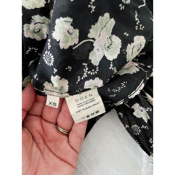 DOÊN Doen | Luca Anemone Black Floral Top | Sz XS | Prairie whimsical nostalgia - Picture 11 of 11